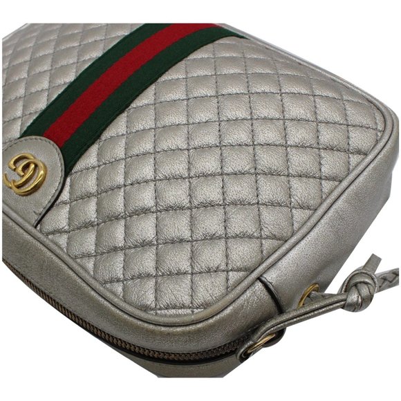 GUCCI  GG Small Quilted Leather Shoulder Bag Metallic Silver 541051 - Picture 6 of 12